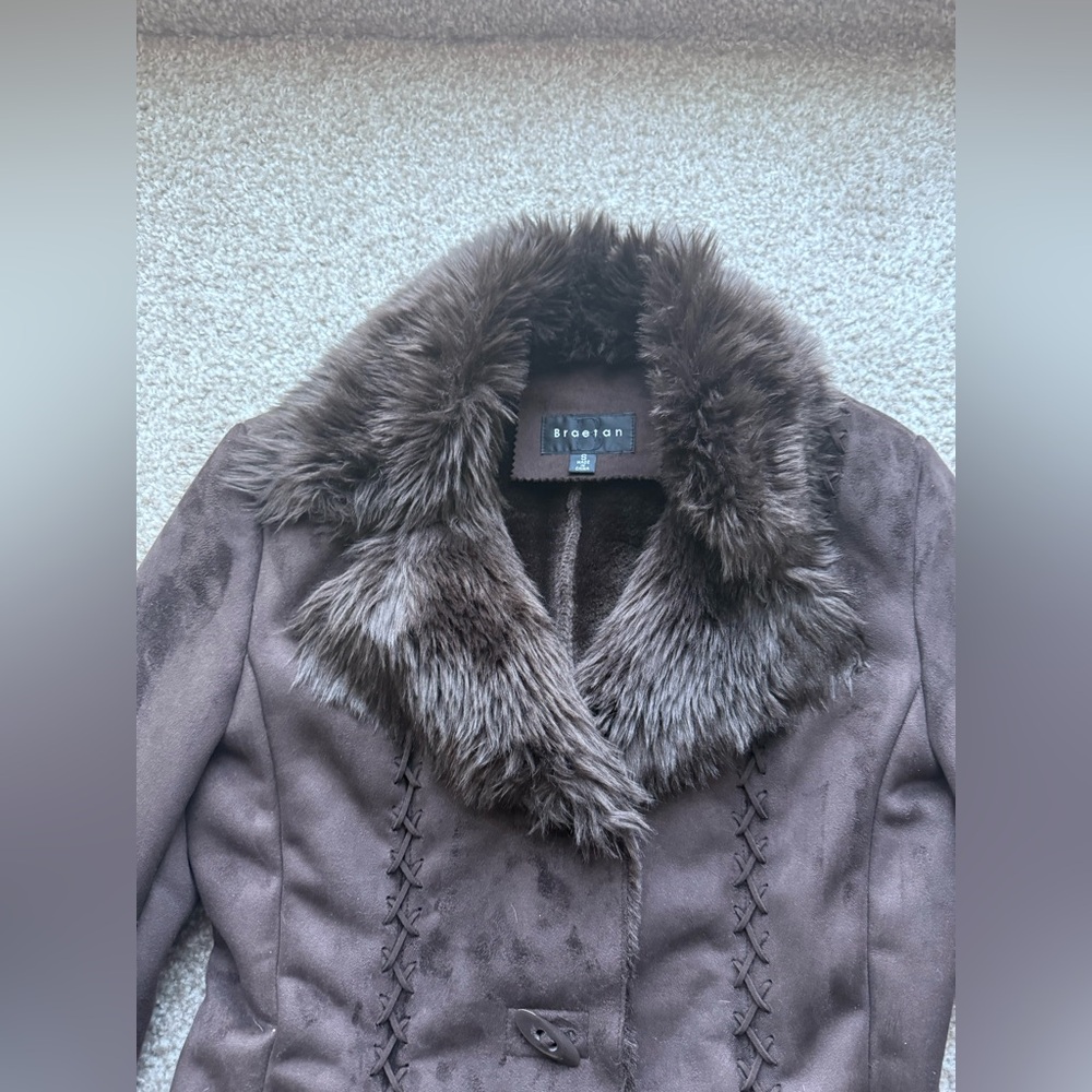 Vintage Chocolate Brown Furrry Coat - Picture 2 of 4
